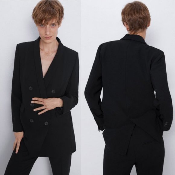 ZARA Blogger Favorite Oversized Double Breasted Blazer Suit Jacket Pea Coat - XS - Picture 3 of 10